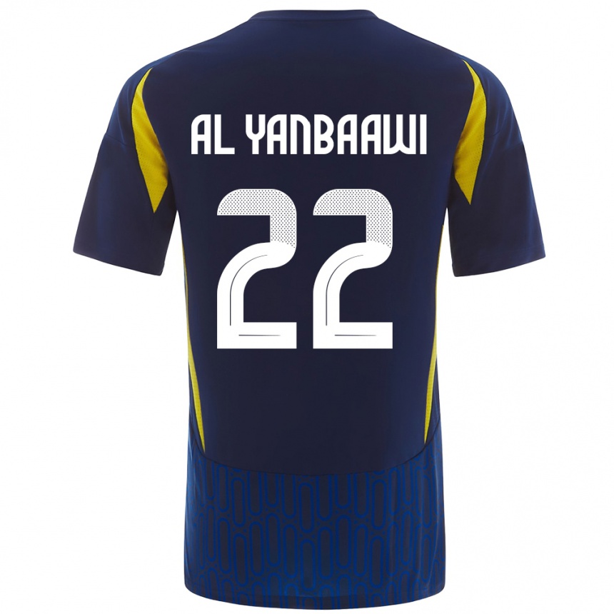 Herren Fußball Tahani Al-Yanbaawi #22 Blau Gelb Auswärtstrikot Trikot 2024/25 T-Shirt Luxemburg