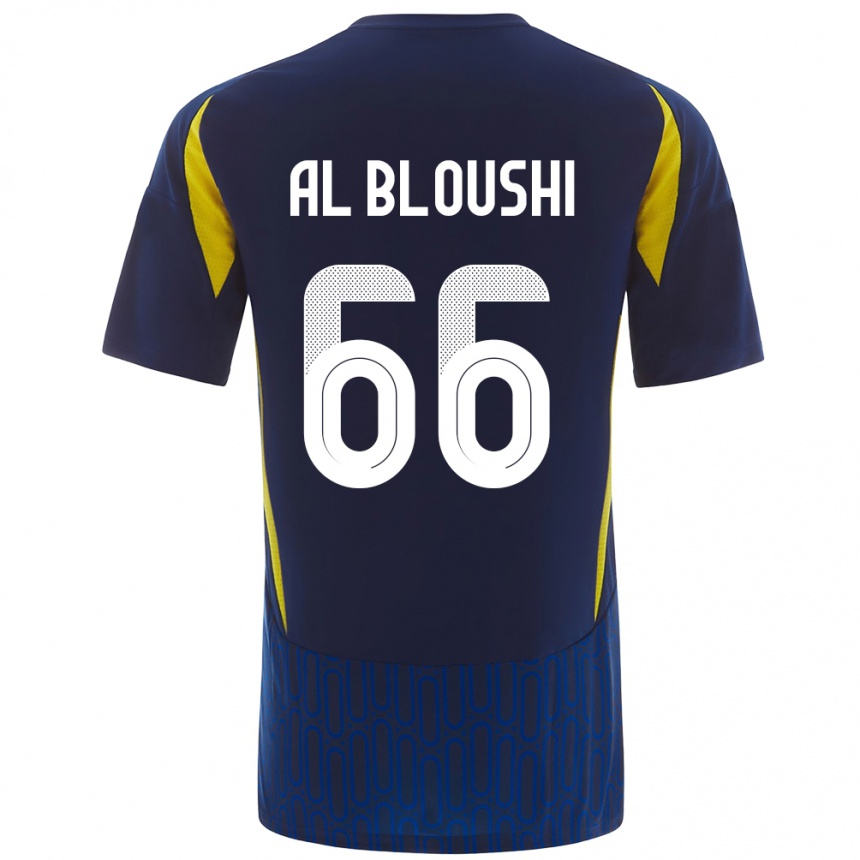 Herren Fußball Reem Al-Bloushi #66 Blau Gelb Auswärtstrikot Trikot 2024/25 T-Shirt Luxemburg