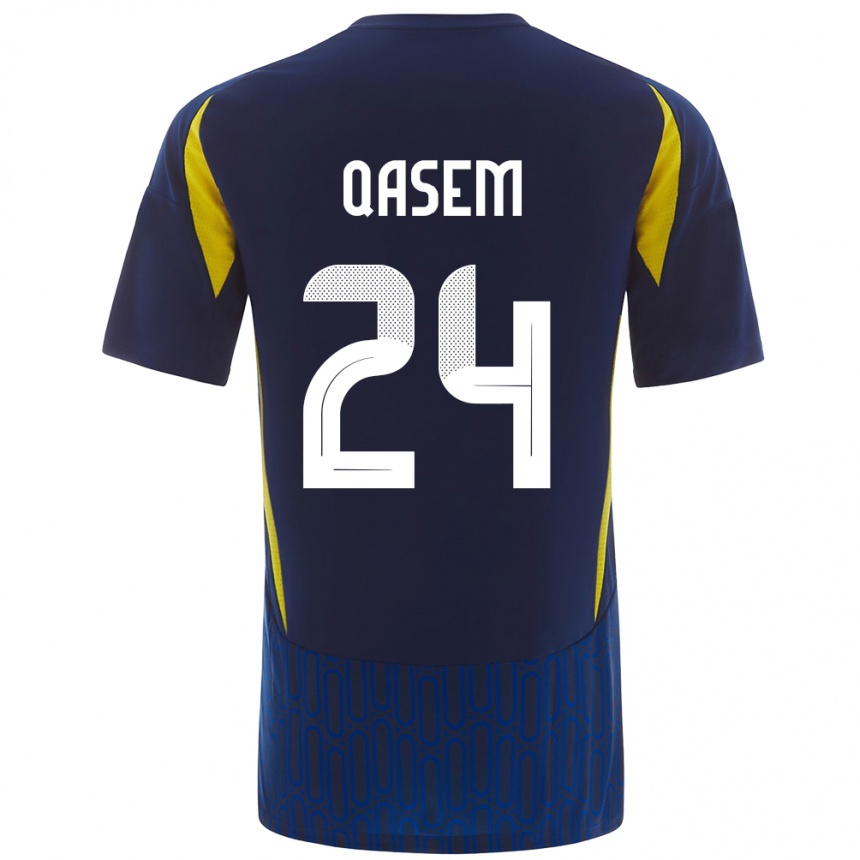 Herren Fußball Mohammed Qasem #24 Blau Gelb Auswärtstrikot Trikot 2024/25 T-Shirt Luxemburg