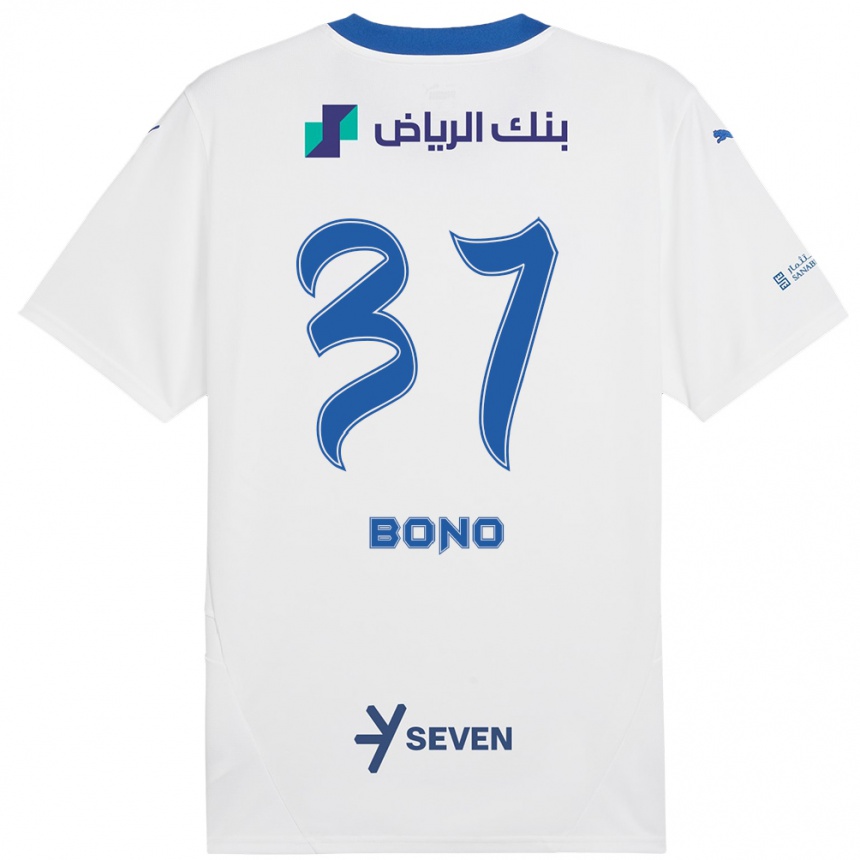 Herren Fußball Bono #37 Weiß Blau Auswärtstrikot Trikot 2024/25 T-Shirt Luxemburg