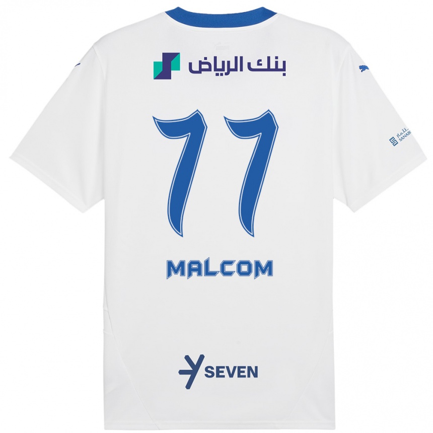 Herren Fußball Malcom #77 Weiß Blau Auswärtstrikot Trikot 2024/25 T-Shirt Luxemburg