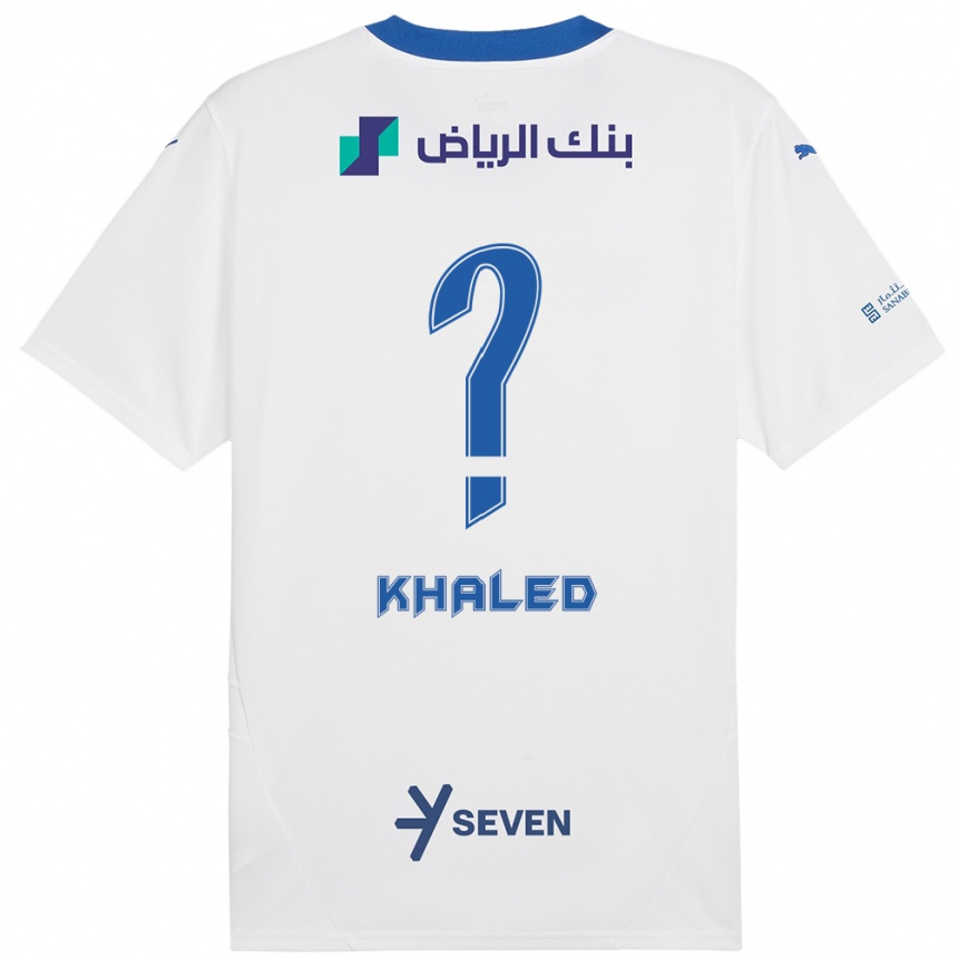 Herren Fußball Saad Khaled #0 Weiß Blau Auswärtstrikot Trikot 2024/25 T-Shirt Luxemburg