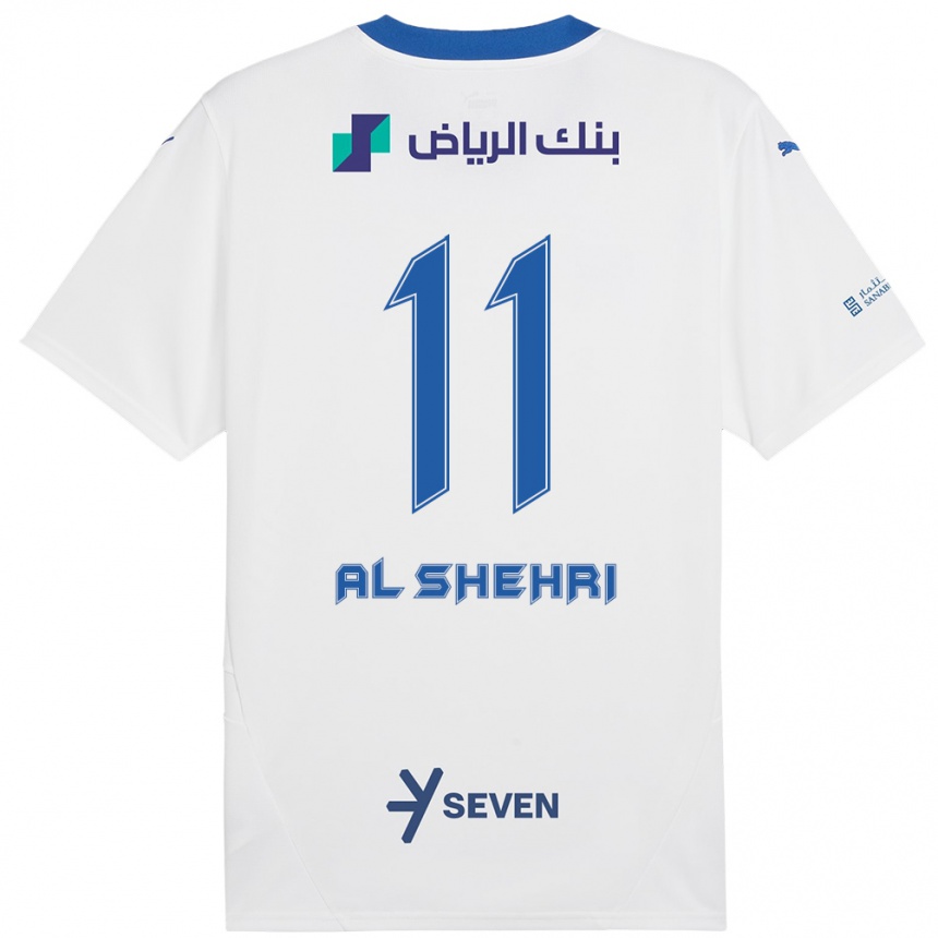 Herren Fußball Saleh Al-Shehri #11 Weiß Blau Auswärtstrikot Trikot 2024/25 T-Shirt Luxemburg