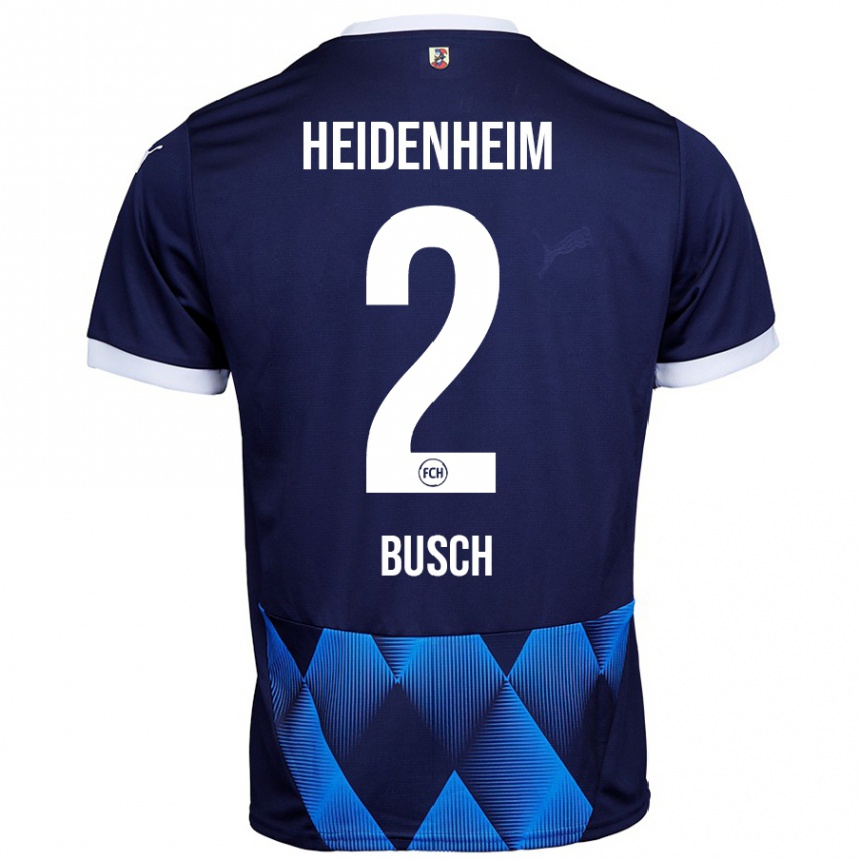 Herren Fußball Marnon Busch #2 Dunkel Marineblau Auswärtstrikot Trikot 2024/25 T-Shirt Luxemburg