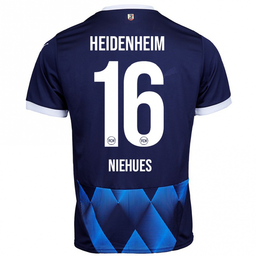 Herren Fußball Julian Niehues #16 Dunkel Marineblau Auswärtstrikot Trikot 2024/25 T-Shirt Luxemburg