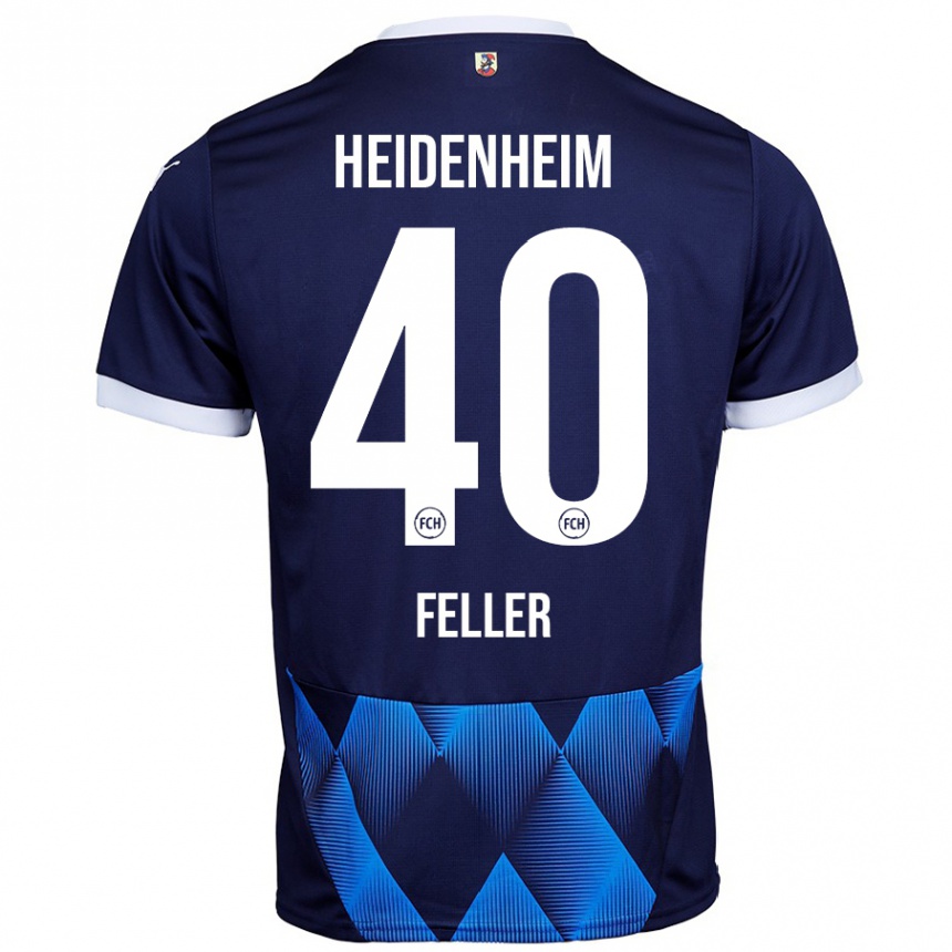 Herren Fußball Frank Feller #40 Dunkel Marineblau Auswärtstrikot Trikot 2024/25 T-Shirt Luxemburg