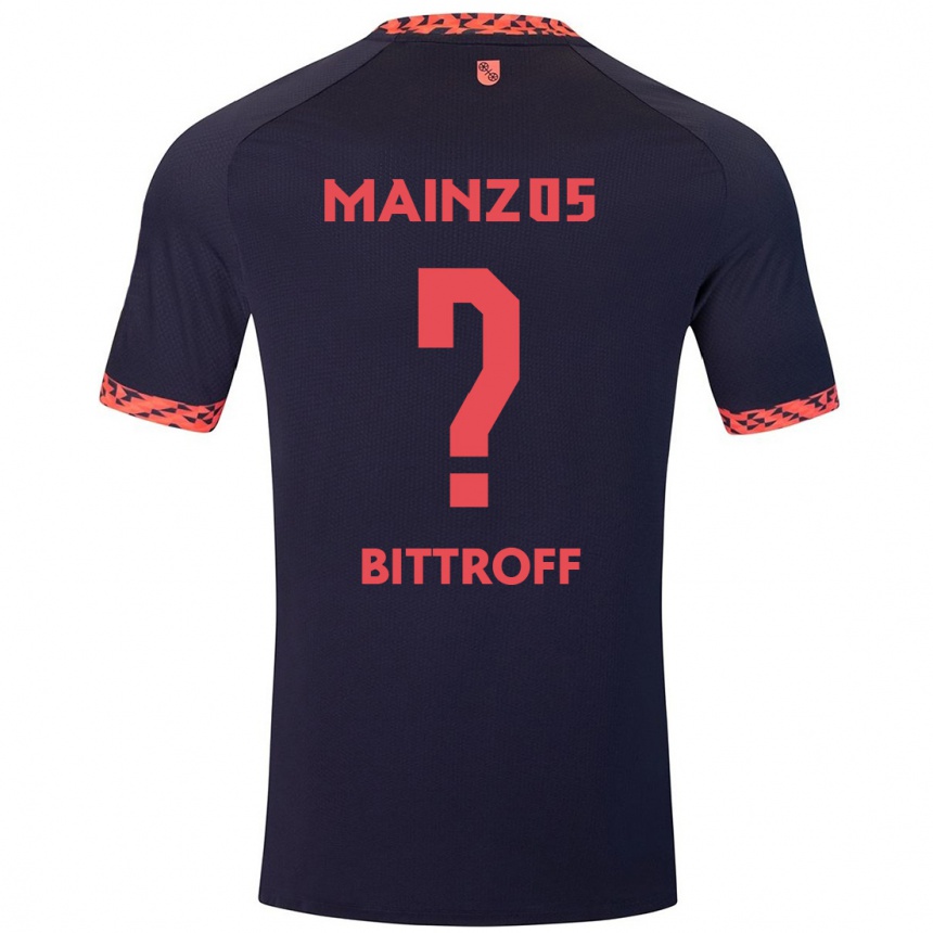 Herren Fußball Maurice Bittroff #0 Blau Korallenrot Auswärtstrikot Trikot 2024/25 T-Shirt Luxemburg