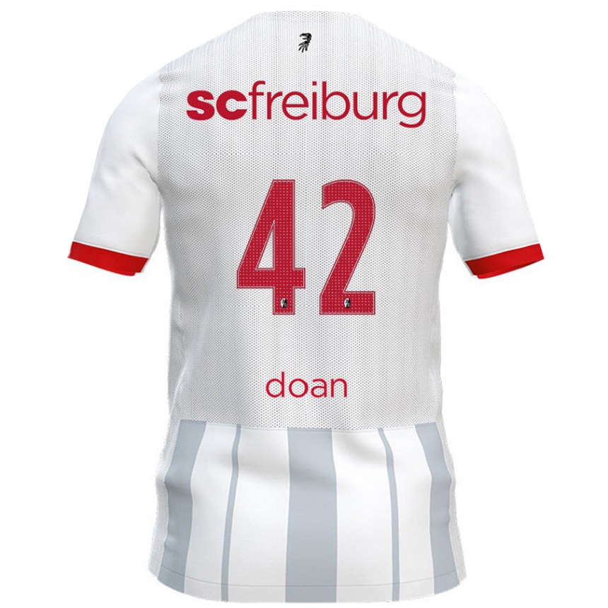 Herren Fußball Ritsu Doan #42 Weiß Grau Auswärtstrikot Trikot 2024/25 T-Shirt Luxemburg