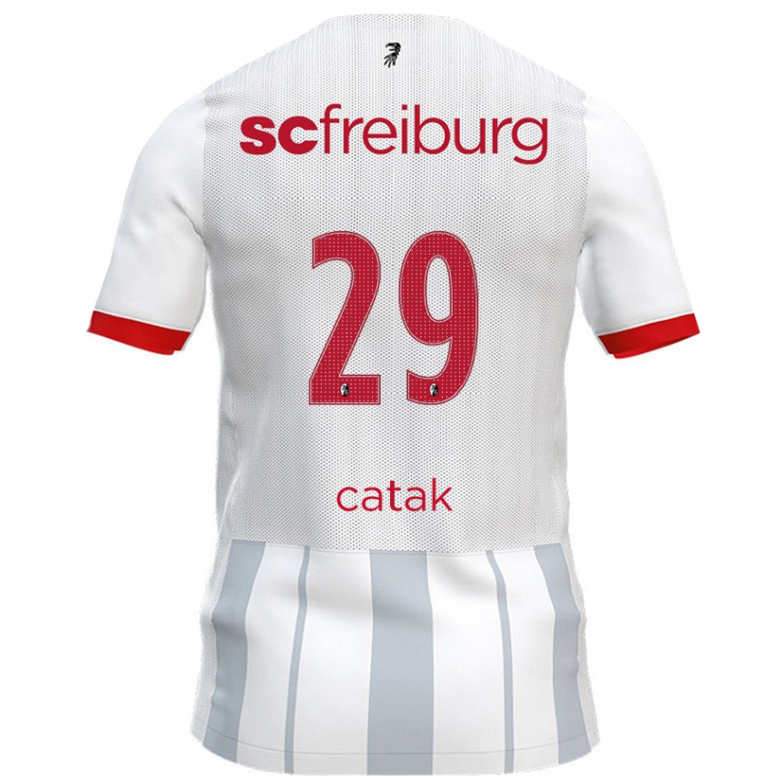 Herren Fußball Leon Catak #29 Weiß Grau Auswärtstrikot Trikot 2024/25 T-Shirt Luxemburg