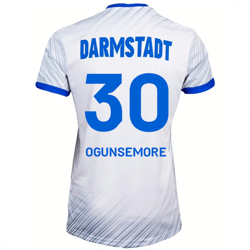 Herren Fußball Malakai Ogunsemore #30 Weiß Blau Auswärtstrikot Trikot 2024/25 T-Shirt Luxemburg