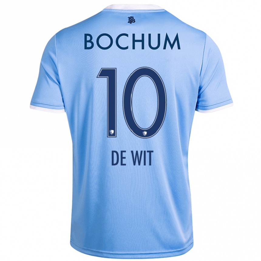 Herren Fußball Dani De Wit #10 Himmelblau Auswärtstrikot Trikot 2024/25 T-Shirt Luxemburg