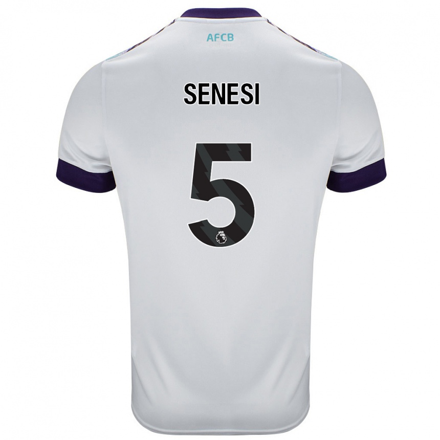 Herren Fußball Marcos Senesi #5 Weiß Grün Lila Auswärtstrikot Trikot 2024/25 T-Shirt Luxemburg