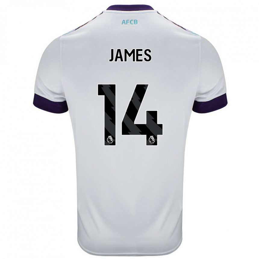 Herren Fußball Katie James #14 Weiß Grün Lila Auswärtstrikot Trikot 2024/25 T-Shirt Luxemburg