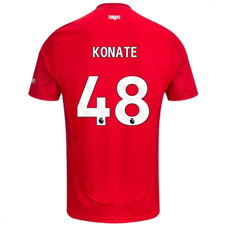 Damen Fußball Ateef Konaté #48 Rot Weiß Heimtrikot Trikot 2024/25 T-Shirt Luxemburg