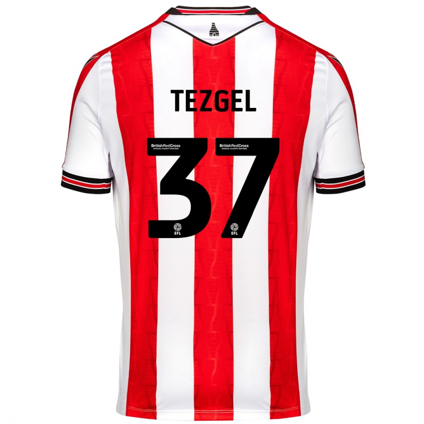 Damen Fußball Emre Tezgel #37 Rot Weiß Heimtrikot Trikot 2024/25 T-Shirt Luxemburg