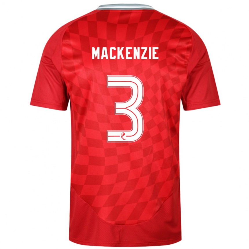 Damen Fußball Jack Mackenzie #3 Rot Heimtrikot Trikot 2024/25 T-Shirt Luxemburg