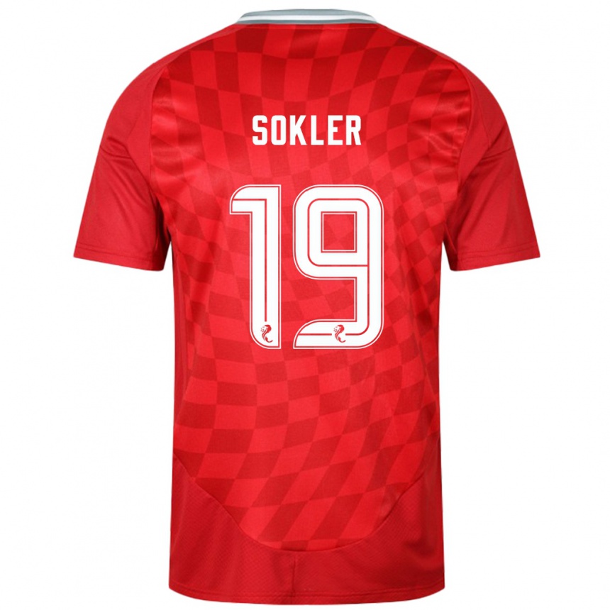 Damen Fußball Ester Sokler #19 Rot Heimtrikot Trikot 2024/25 T-Shirt Luxemburg