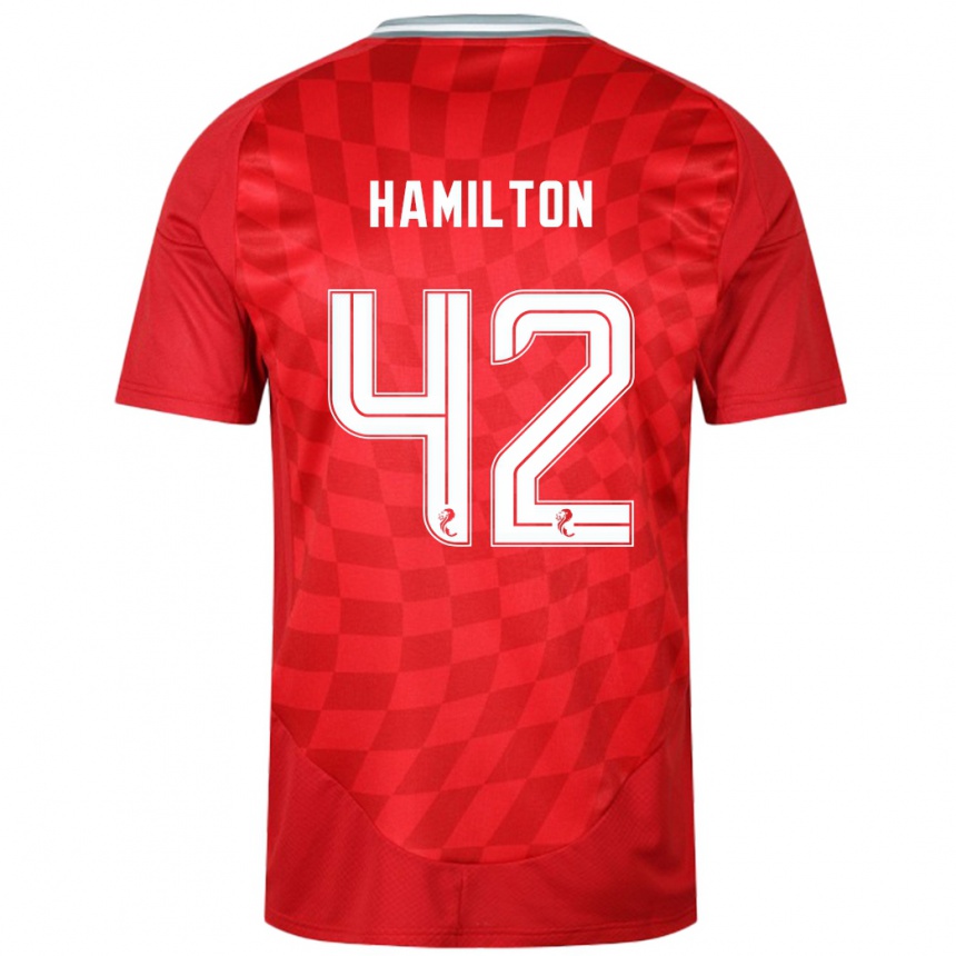 Damen Fußball Brendan Hamilton #42 Rot Heimtrikot Trikot 2024/25 T-Shirt Luxemburg