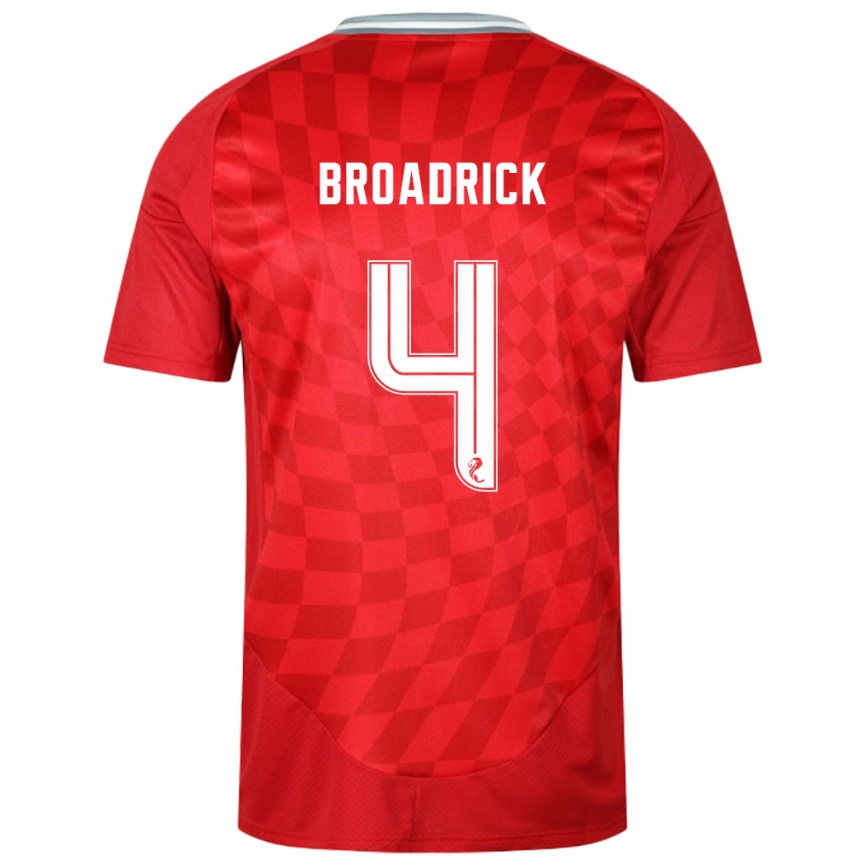 Damen Fußball Jessica Broadrick #4 Rot Heimtrikot Trikot 2024/25 T-Shirt Luxemburg