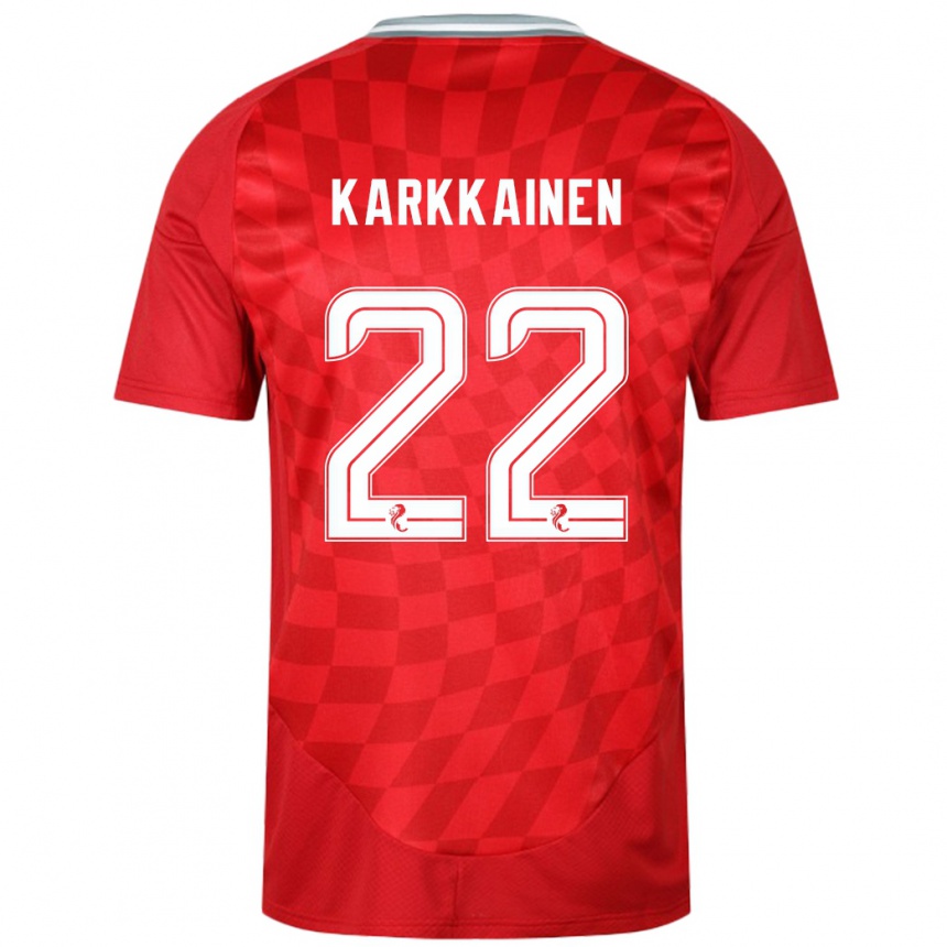 Damen Fußball Elena Kärkkäinen #22 Rot Heimtrikot Trikot 2024/25 T-Shirt Luxemburg