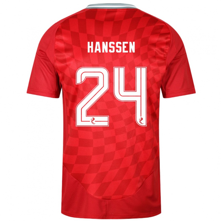 Damen Fußball Nadine Hanssen #24 Rot Heimtrikot Trikot 2024/25 T-Shirt Luxemburg