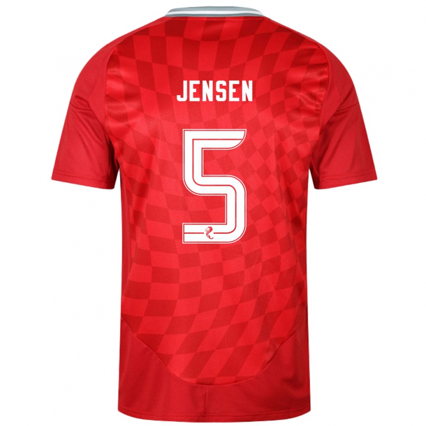 Damen Fußball Richard Jensen #5 Rot Heimtrikot Trikot 2024/25 T-Shirt Luxemburg