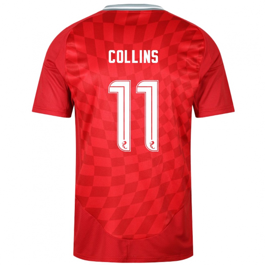 Damen Fußball Bailley Collins #11 Rot Heimtrikot Trikot 2024/25 T-Shirt Luxemburg