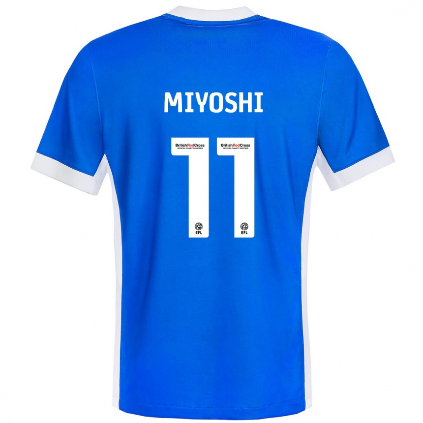 Damen Fußball Koji Miyoshi #11 Blau Weiß Heimtrikot Trikot 2024/25 T-Shirt Luxemburg