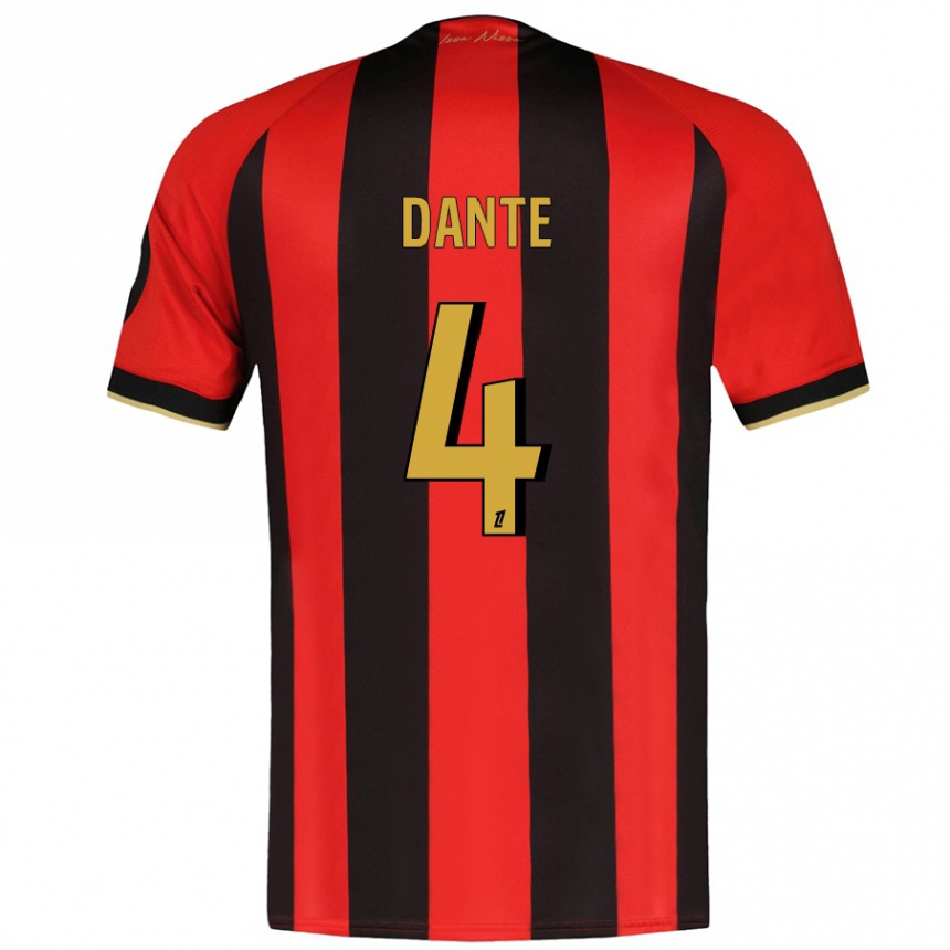 Damen Fußball Dante #4 Rot Schwarz Heimtrikot Trikot 2024/25 T-Shirt Luxemburg