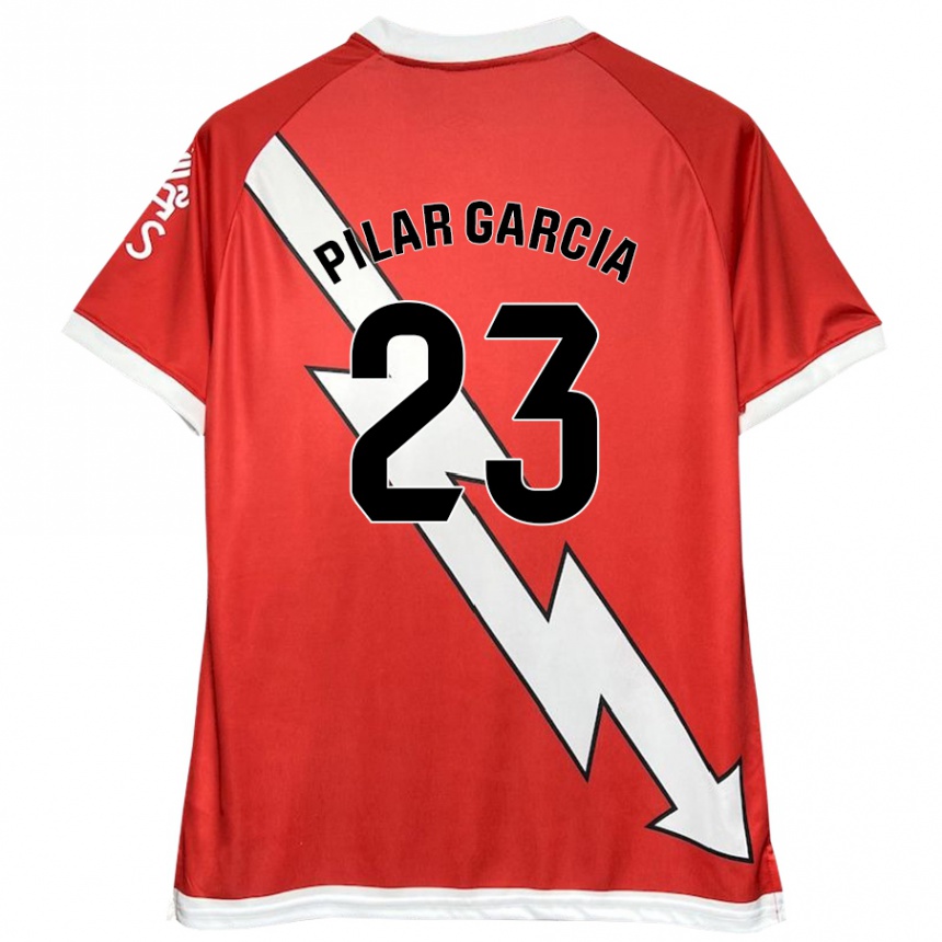 Damen Fußball María Pilar García Villalba #23 Weiß Rot Heimtrikot Trikot 2024/25 T-Shirt Luxemburg