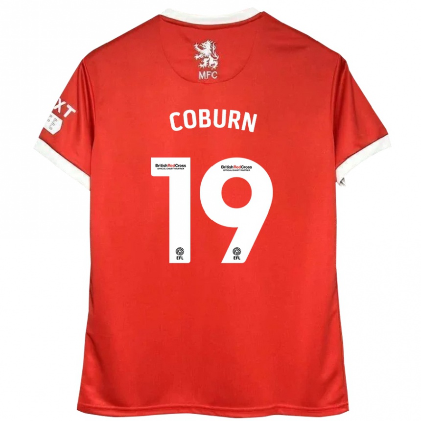 Damen Fußball Josh Coburn #19 Rot Weiß Heimtrikot Trikot 2024/25 T-Shirt Luxemburg