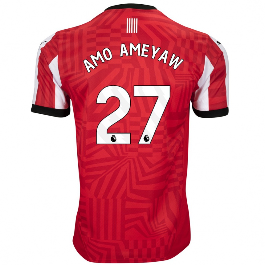 Damen Fußball Samuel Amo-Ameyaw #27 Rot Weiß Heimtrikot Trikot 2024/25 T-Shirt Luxemburg