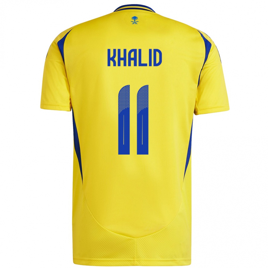 Damen Fußball Khalid Al-Ghannam #11 Gelb Blau Heimtrikot Trikot 2024/25 T-Shirt Luxemburg