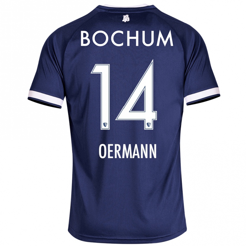 Damen Fußball Tim Oermann #14 Dunkelblau Heimtrikot Trikot 2024/25 T-Shirt Luxemburg