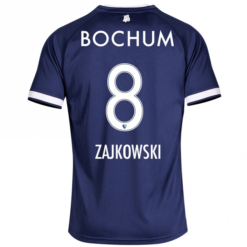 Damen Fußball Cedric Zajkowski #8 Dunkelblau Heimtrikot Trikot 2024/25 T-Shirt Luxemburg