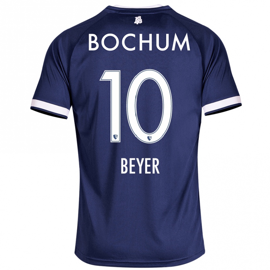 Damen Fußball Pia Beyer #10 Dunkelblau Heimtrikot Trikot 2024/25 T-Shirt Luxemburg