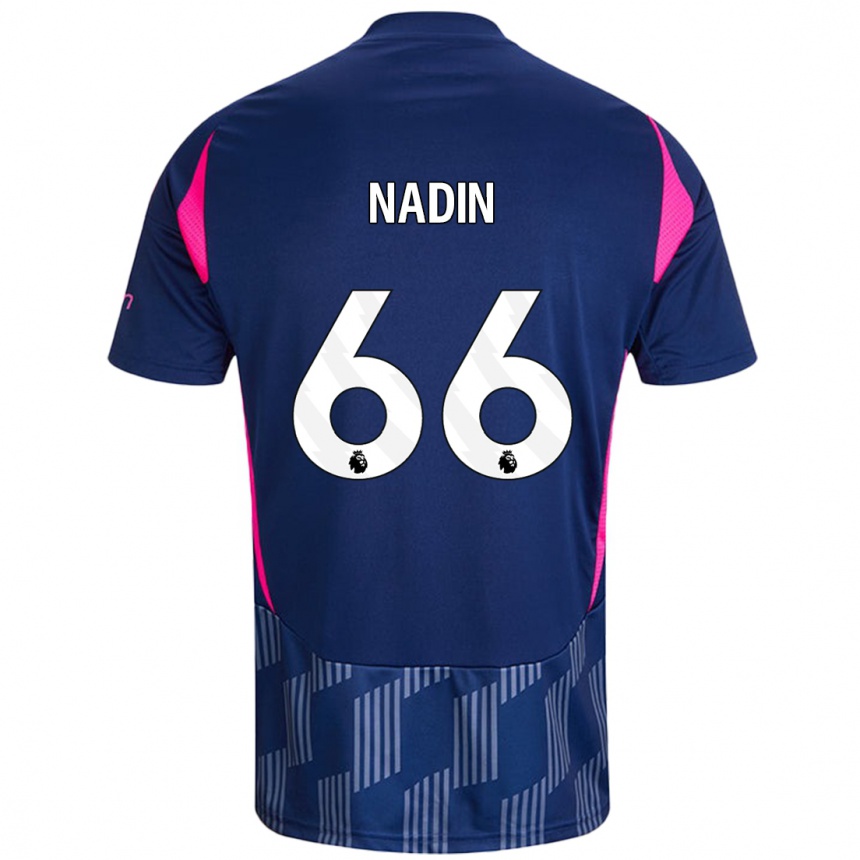 Damen Fußball Jack Nadin #66 Königsblau Rosa Auswärtstrikot Trikot 2024/25 T-Shirt Luxemburg