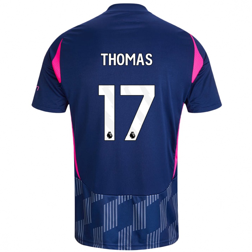 Damen Fußball Freya Thomas #17 Königsblau Rosa Auswärtstrikot Trikot 2024/25 T-Shirt Luxemburg