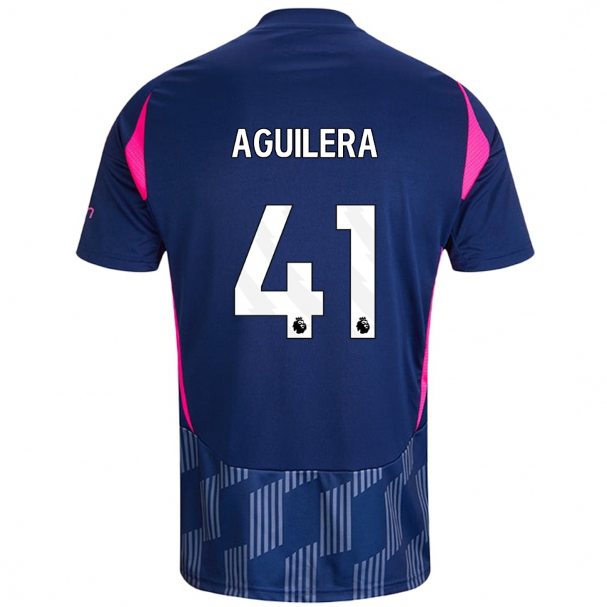 Damen Fußball Brandon Aguilera #41 Königsblau Rosa Auswärtstrikot Trikot 2024/25 T-Shirt Luxemburg