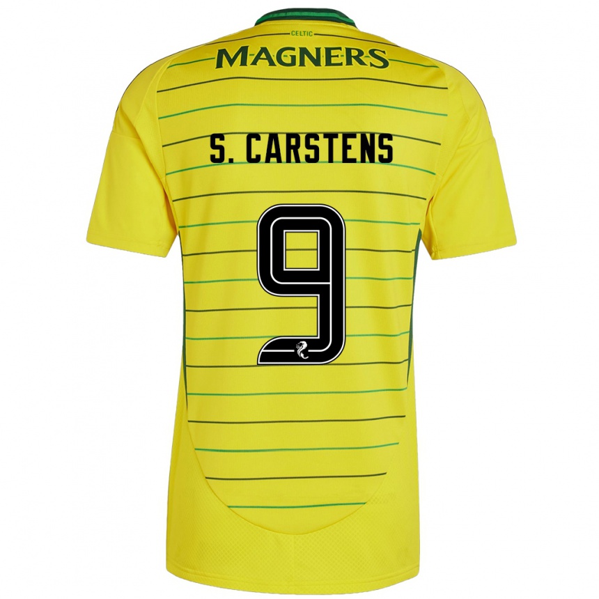 Damen Fußball Signe Carstens #9 Gelb Auswärtstrikot Trikot 2024/25 T-Shirt Luxemburg