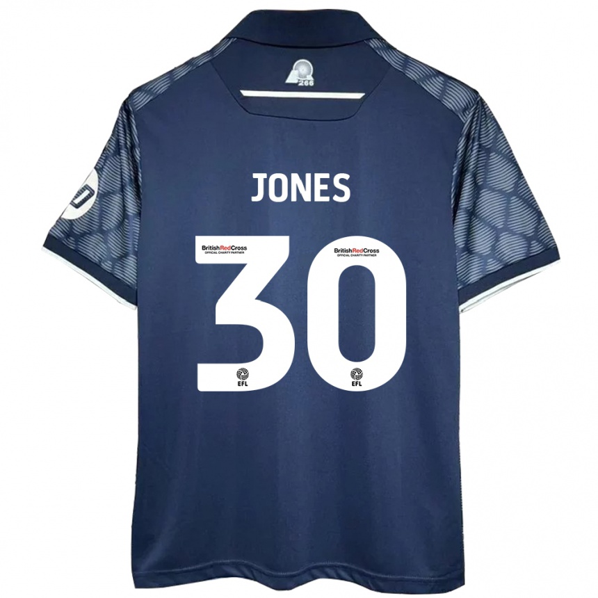 Damen Fußball James Jones #30 Schwarz Auswärtstrikot Trikot 2024/25 T-Shirt Luxemburg