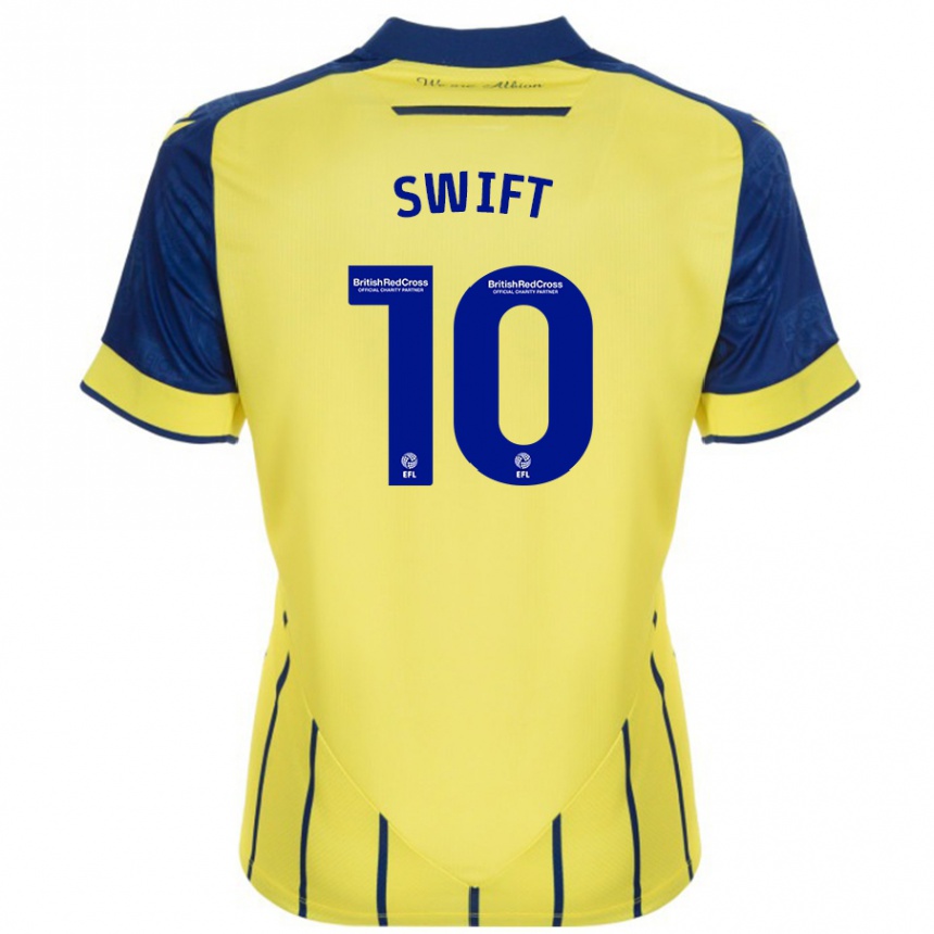 Damen Fußball John Swift #10 Gelb Blau Auswärtstrikot Trikot 2024/25 T-Shirt Luxemburg