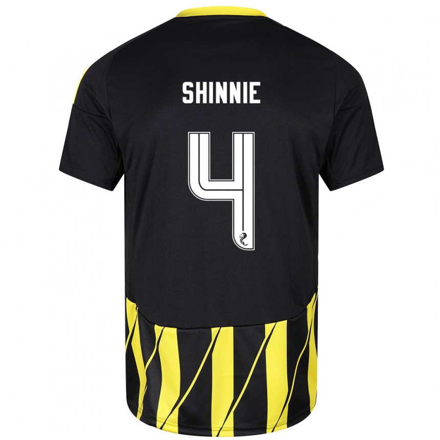 Damen Fußball Graeme Shinnie #4 Schwarz Gelb Auswärtstrikot Trikot 2024/25 T-Shirt Luxemburg