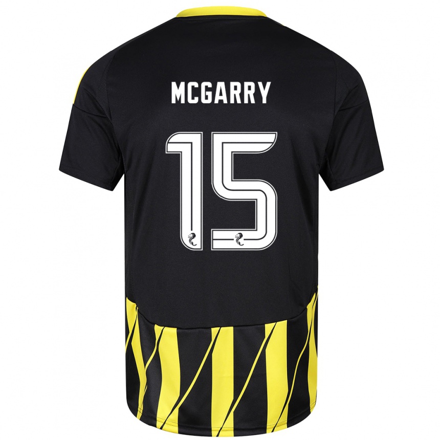 Damen Fußball James Mcgarry #15 Schwarz Gelb Auswärtstrikot Trikot 2024/25 T-Shirt Luxemburg