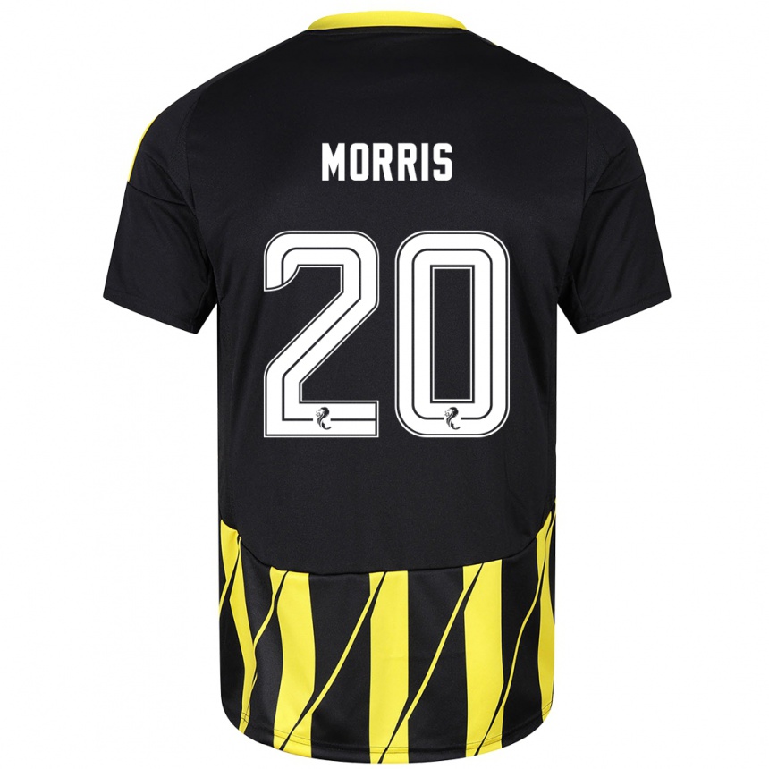 Damen Fußball Shayden Morris #20 Schwarz Gelb Auswärtstrikot Trikot 2024/25 T-Shirt Luxemburg