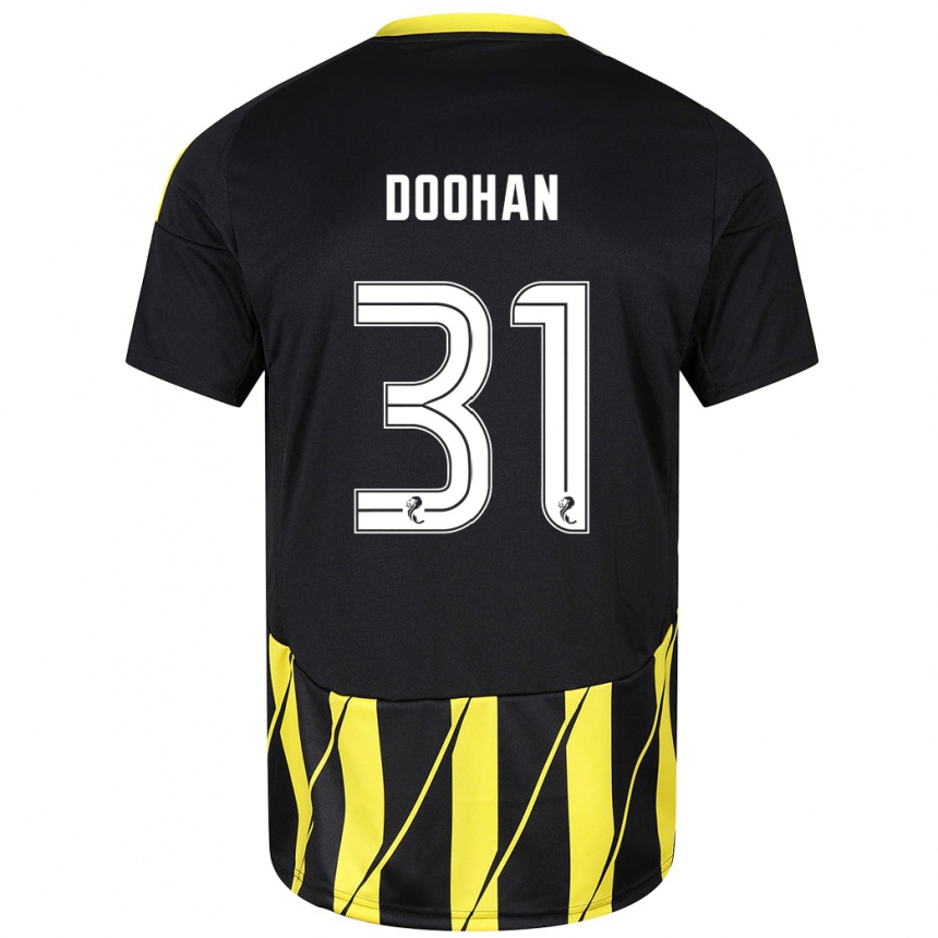 Damen Fußball Ross Doohan #31 Schwarz Gelb Auswärtstrikot Trikot 2024/25 T-Shirt Luxemburg