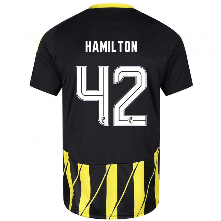 Damen Fußball Brendan Hamilton #42 Schwarz Gelb Auswärtstrikot Trikot 2024/25 T-Shirt Luxemburg