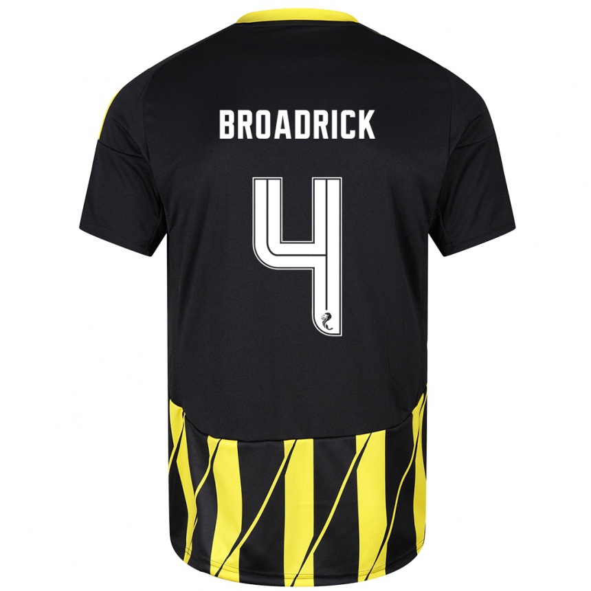 Damen Fußball Jessica Broadrick #4 Schwarz Gelb Auswärtstrikot Trikot 2024/25 T-Shirt Luxemburg