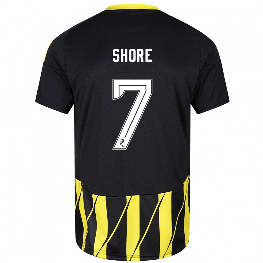 Damen Fußball Eilidh Shore #7 Schwarz Gelb Auswärtstrikot Trikot 2024/25 T-Shirt Luxemburg