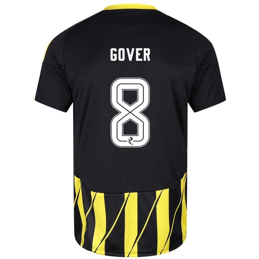 Damen Fußball Chloe Gover #8 Schwarz Gelb Auswärtstrikot Trikot 2024/25 T-Shirt Luxemburg